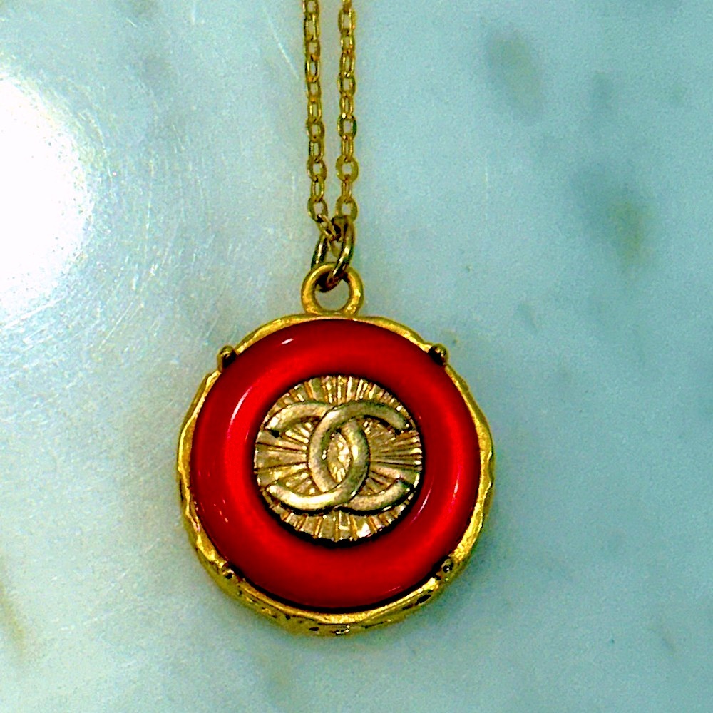 Chanel Vintage Button Upcycled Necklace